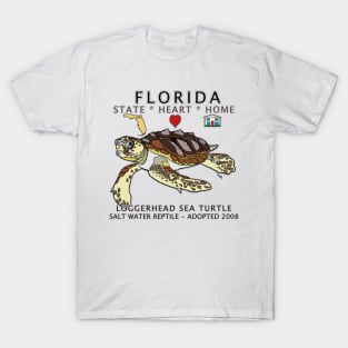 Florida - Loggerhead Sea Turtle - State, Heart, Home - State Symbols T-Shirt